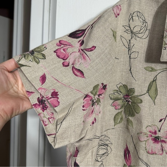 Style & Co. 100% linen floral shirt, size 18, button front, summer, breathable - Picture 6 of 9